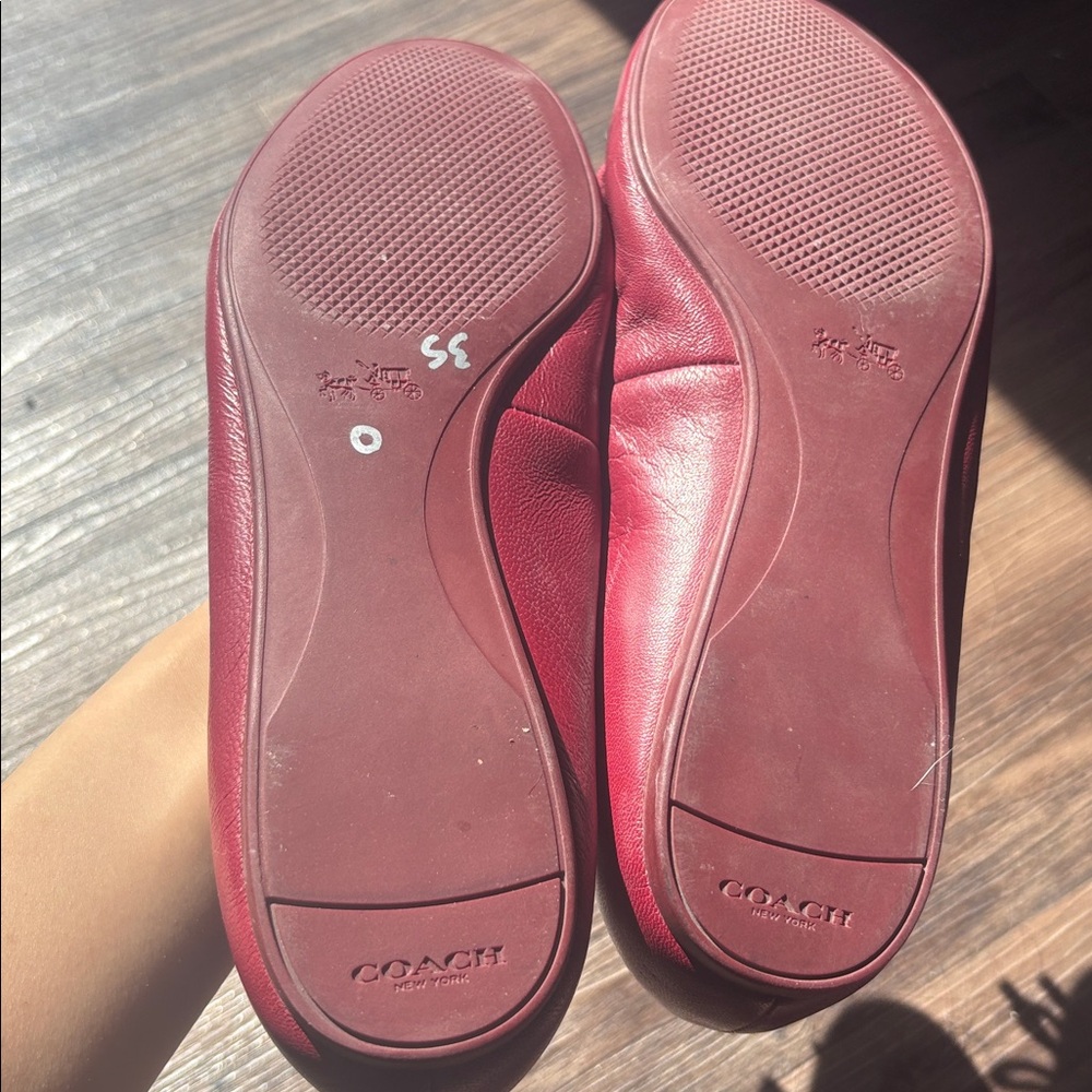 Coach Lara Flats | Red Leather | Size 8 - Picture 3 of 7